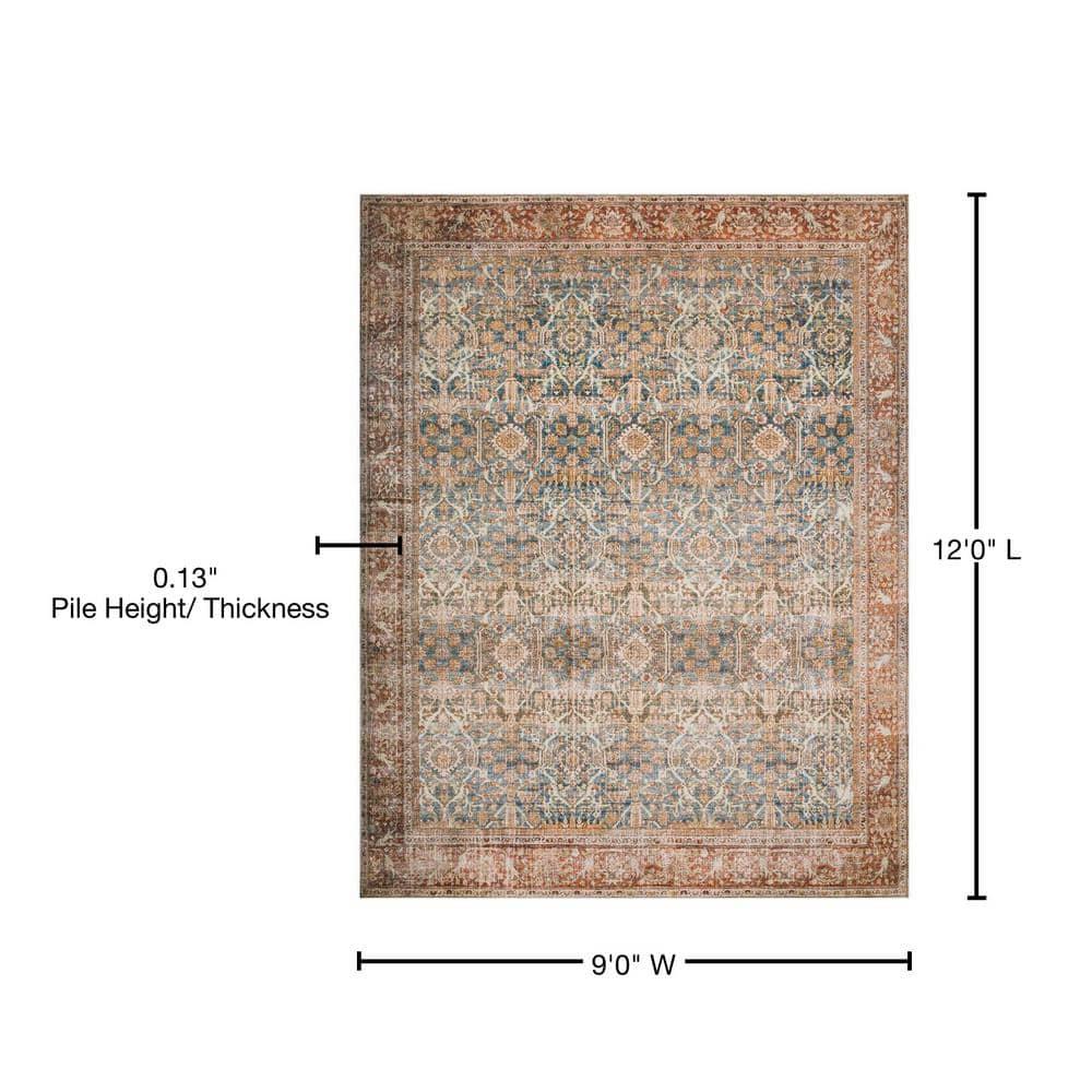 Loloi II Layla Printed Oriental Distressed Ocean / Rust Area Rug