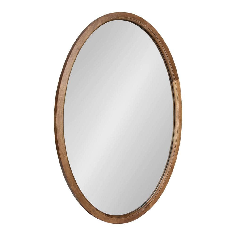Kate and Laurel Hogan Farmhouse Oval Framed Wall Mirror, 24 x 36, Rustic Brown, Decorative Bulletin Board for Wall