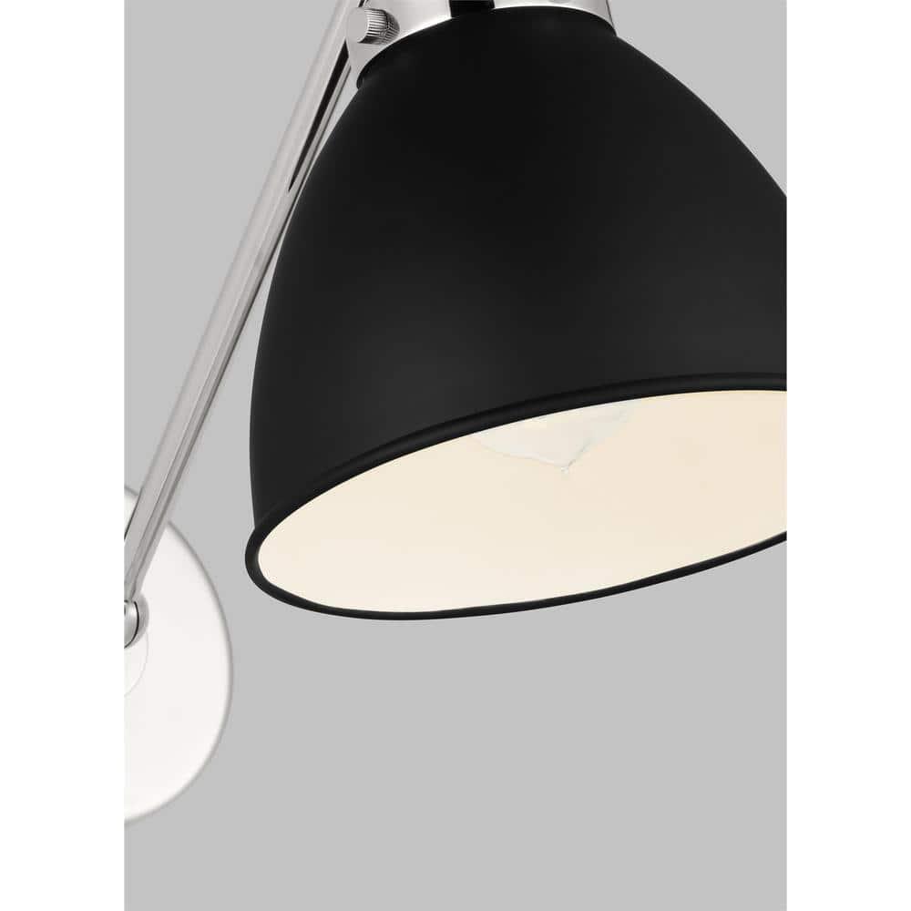 Wellfleet Midnight Black and Polished Nickel Dome Sconce