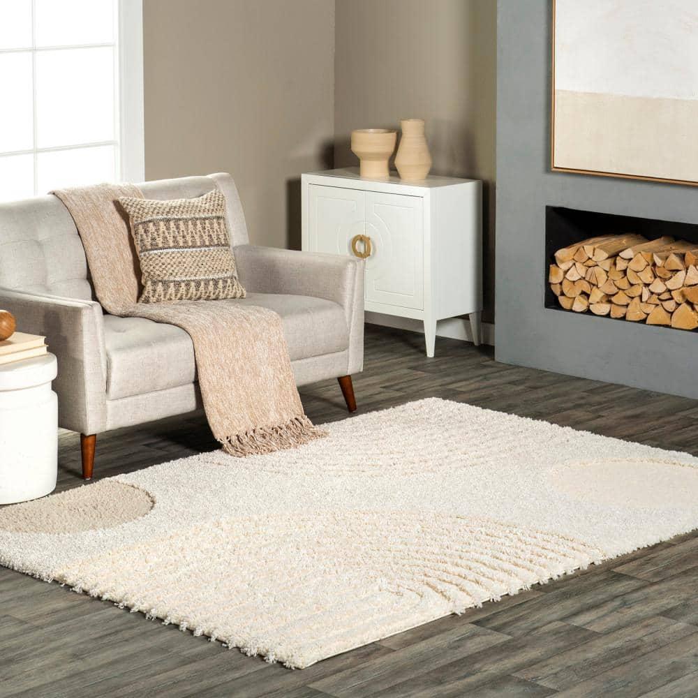 Nuloom Gloria Abstract 2x8 Runner Shag Indoor Area Rug for Living Room Bedroom Dining Room Nursery Entryway Hallway, Beige
