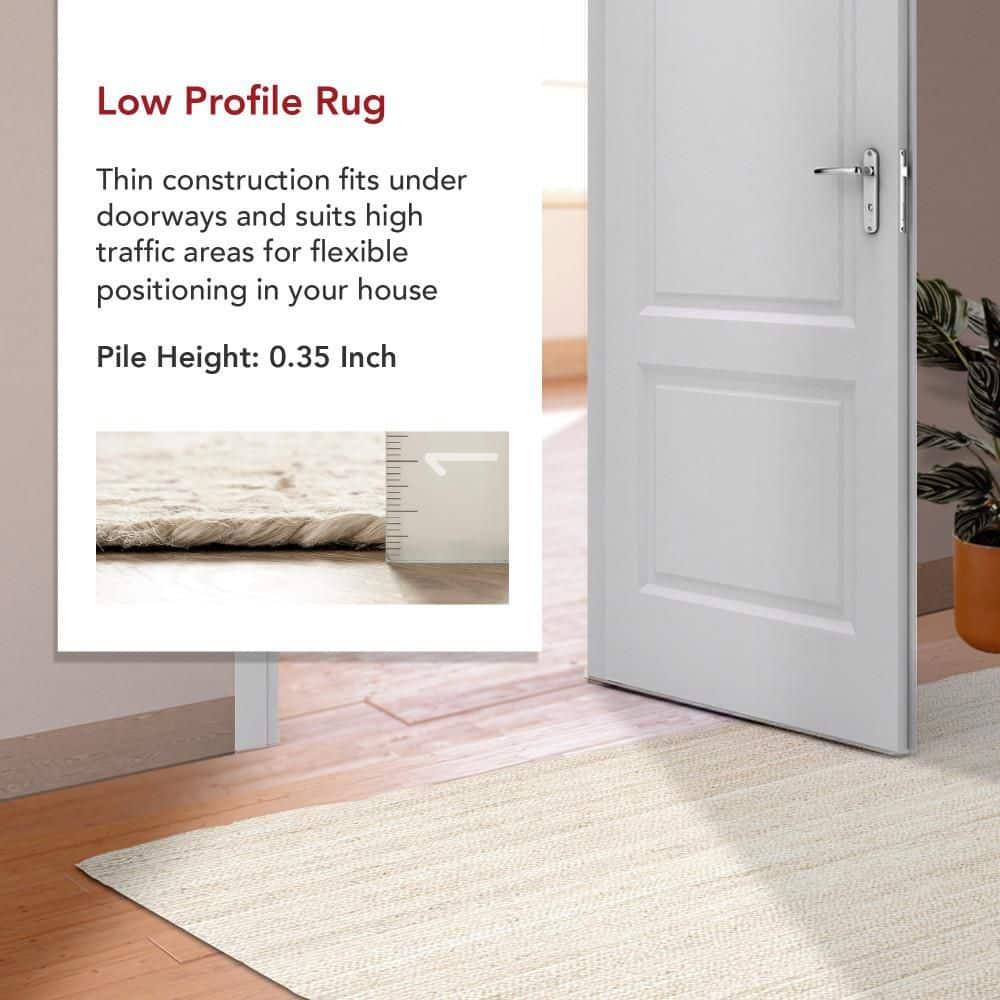 Nuloom 10 Square Rigo Jute Hand Woven Indoor Area Rug, Off White, Solid Farmhouse Design, Natural Fiber Bedroom, Living Room, Kitchen,