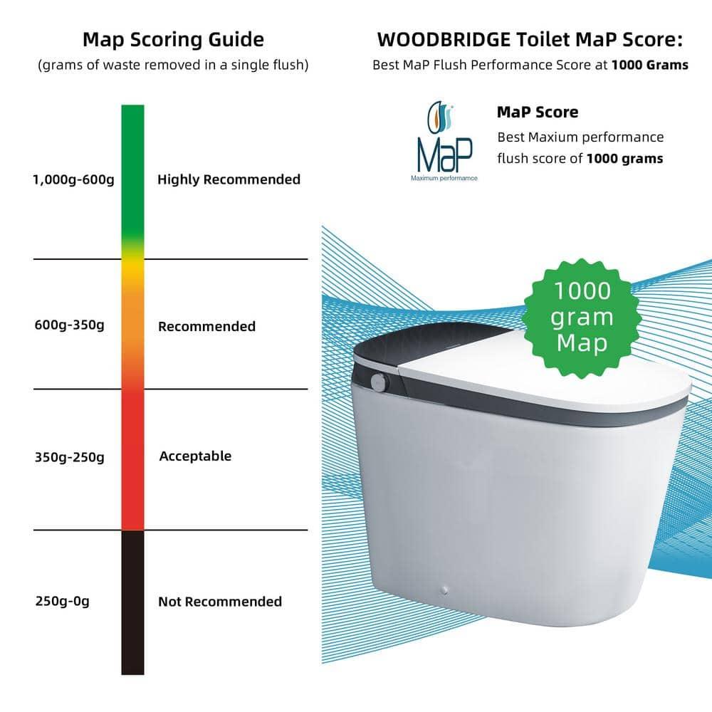 ADA Smart Bidet Toilet with Auto Open & Close, Foot Sensor,Clean Foam Dispenser&MaP Flushing 1000G