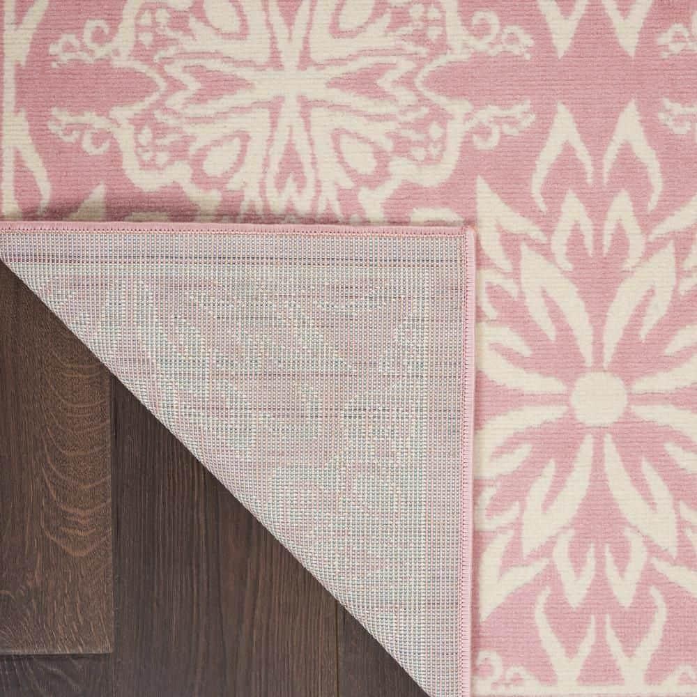 Nourison Jubilant Geometric Floral Ivory/Pink 5'3" x 7'3" Area Rug, (5' x 7')