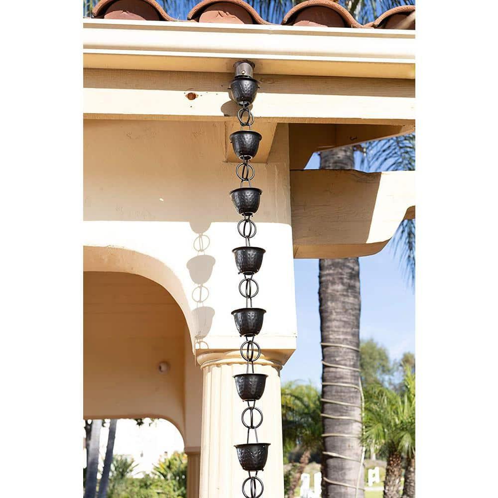 Monarch Rain Chains Aluminum Hammered Cup Rain Chain Replacement Downspout for Gutters
