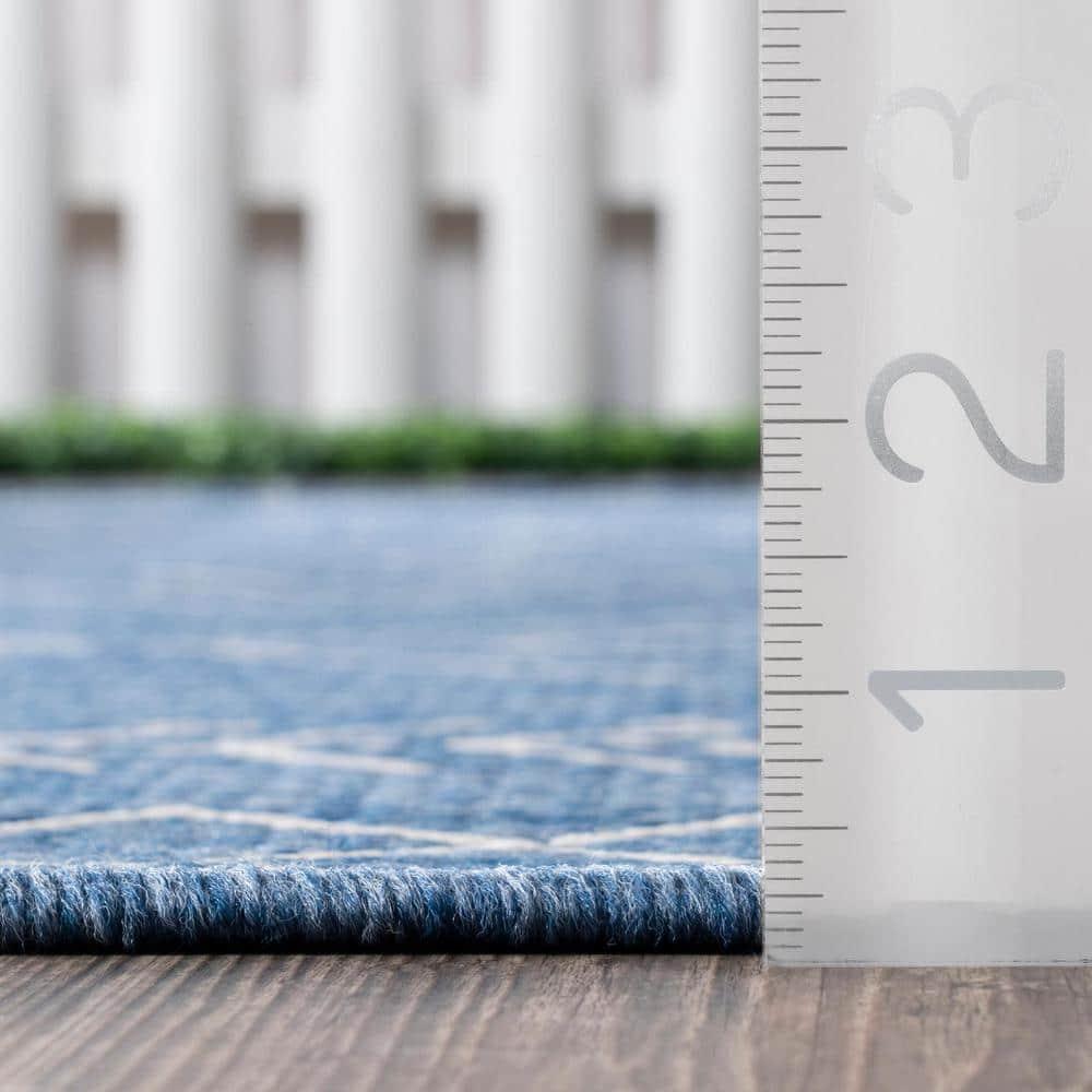 Nuloom Serna Diamond 6x9 Indoor/Outdoor Area Rug for Living Room Patio Deck Front Porch Kitchen, Blue/Ivory