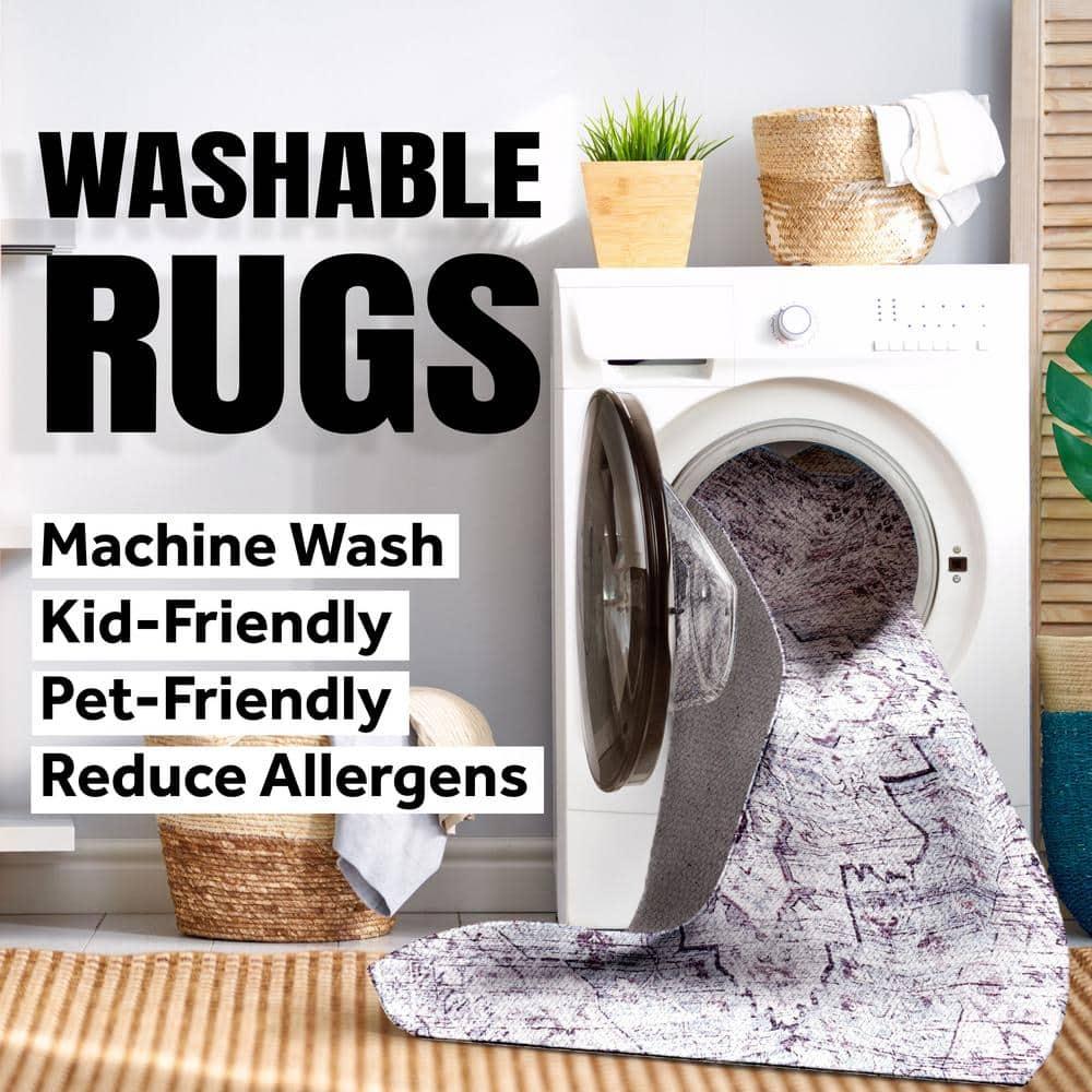 JONATHAN Y Twyla Classic Solid Low-Pile Machine-Washable Sage Green 5 ft. x 8 ft. Area Rug