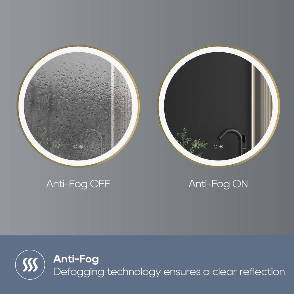 Deluxe Living Modern Round Illuminated Dimmable LED Anti Fog Makeup Bathroom Vanity Mirror