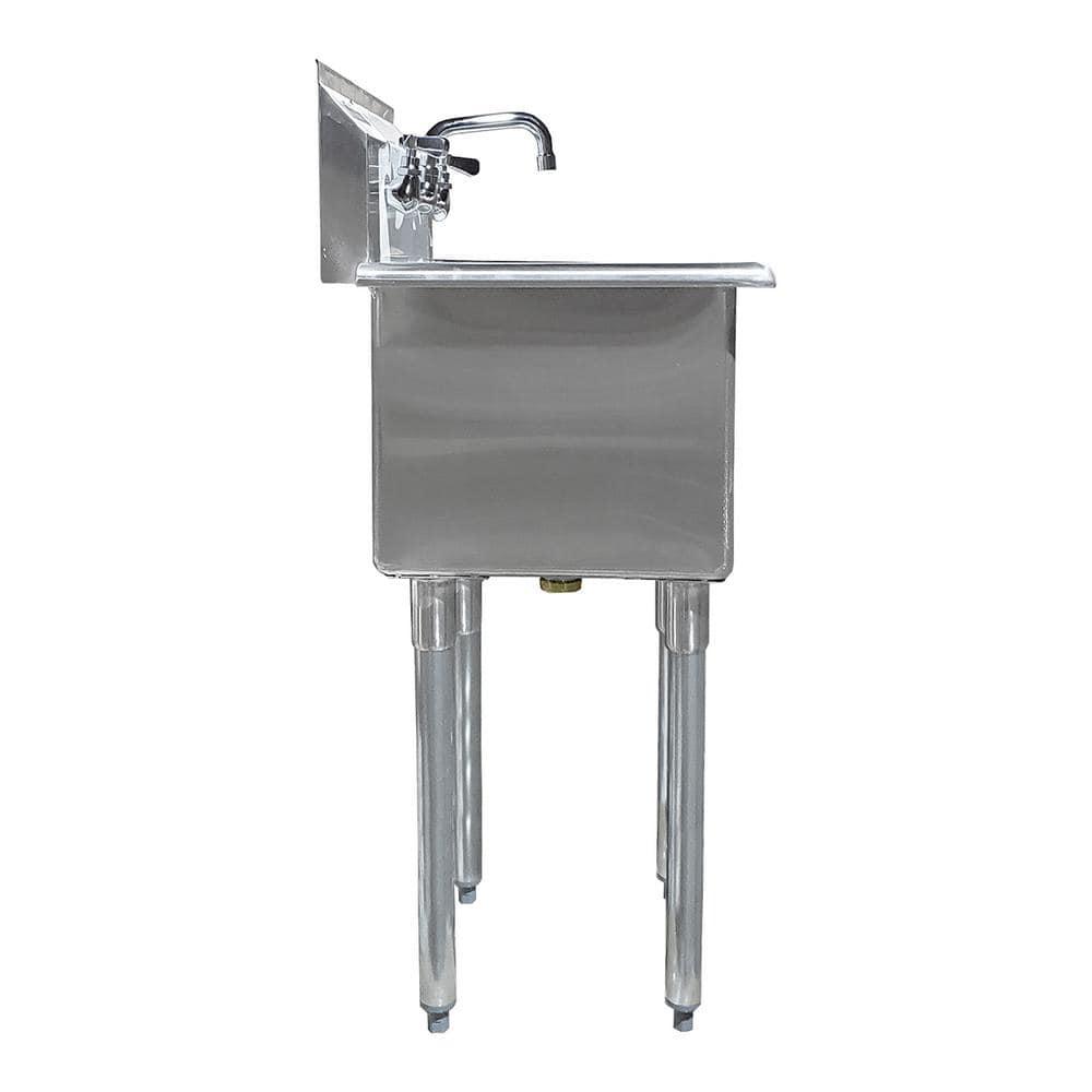 Stainless Steel Utility Sink with Faucet (Bowl Size: 15" X 15"). Restaurant, Kitchen, Laundry. NSF