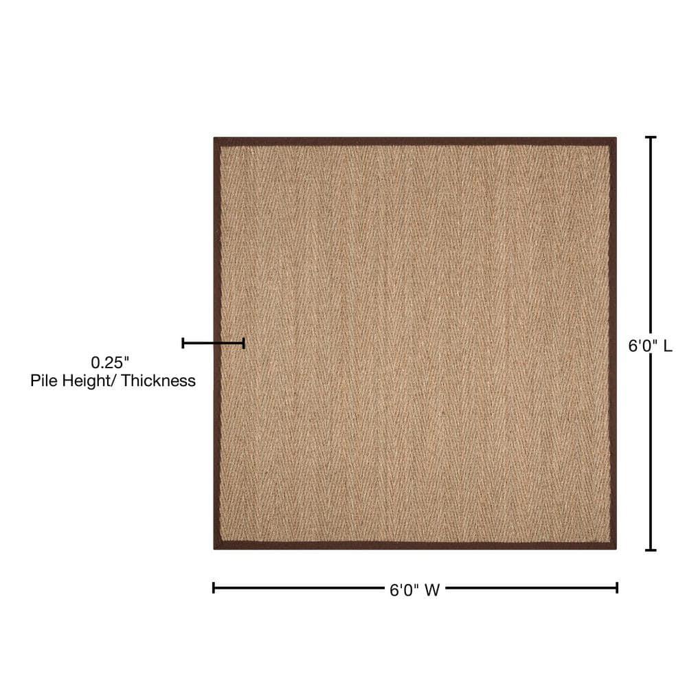 Natural Fiber NF115 Power Loomed Indoor Area Rug - Natural/Dark Brown - 6'x6' - Safavieh