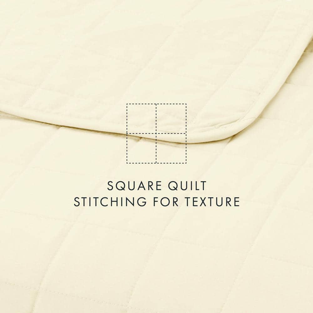 Lightweight Wrinkle Resistant Quilt Sets in Yellow Square for King Size Bedding by Comfort Canopy