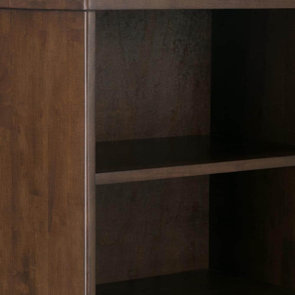 Simpli Home Harper 24"W Solid Hardwood 4 Shelf Mid-Century Modern Bookcase with Drawer and Adjustable Shelves