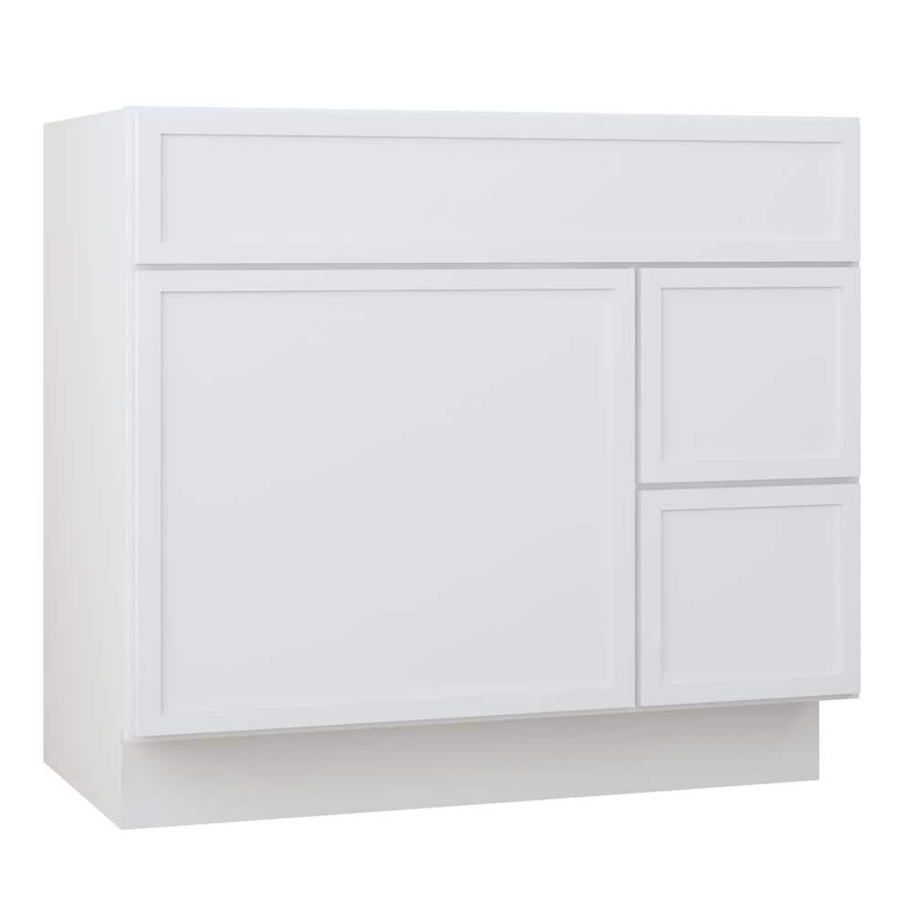 36" W Birch Plywood Freestanding Single Base 2 Drawers Storage Cabinet with Soft Close Door