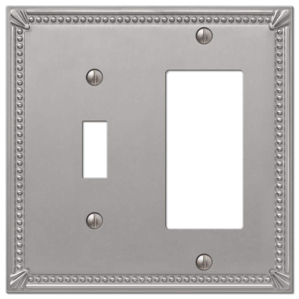 Amerelle Imperial Bead Brushed Nickel 2 gang Metal Decorator/Toggle Wall Plate 1 pk