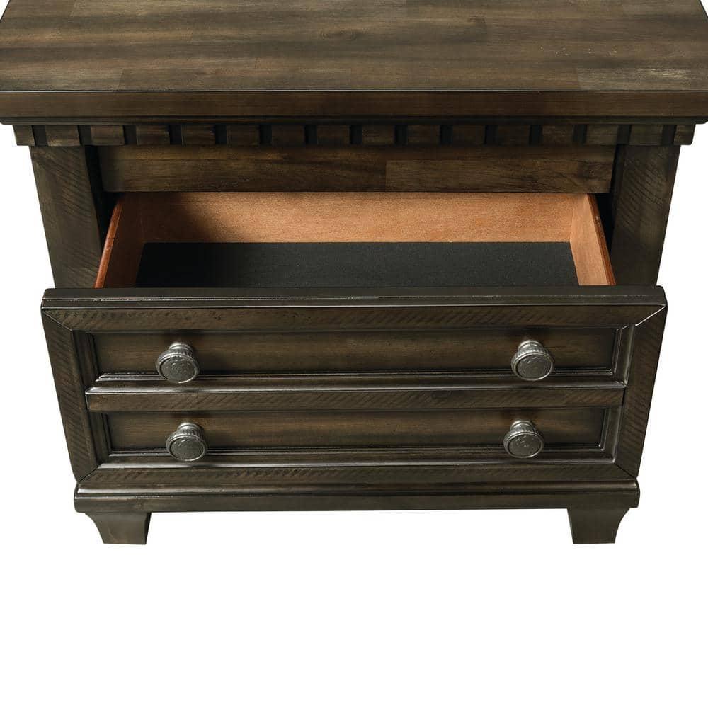 Picket House Furnishings Johnny 2 Drawer Nightstand in Smokey Walnut