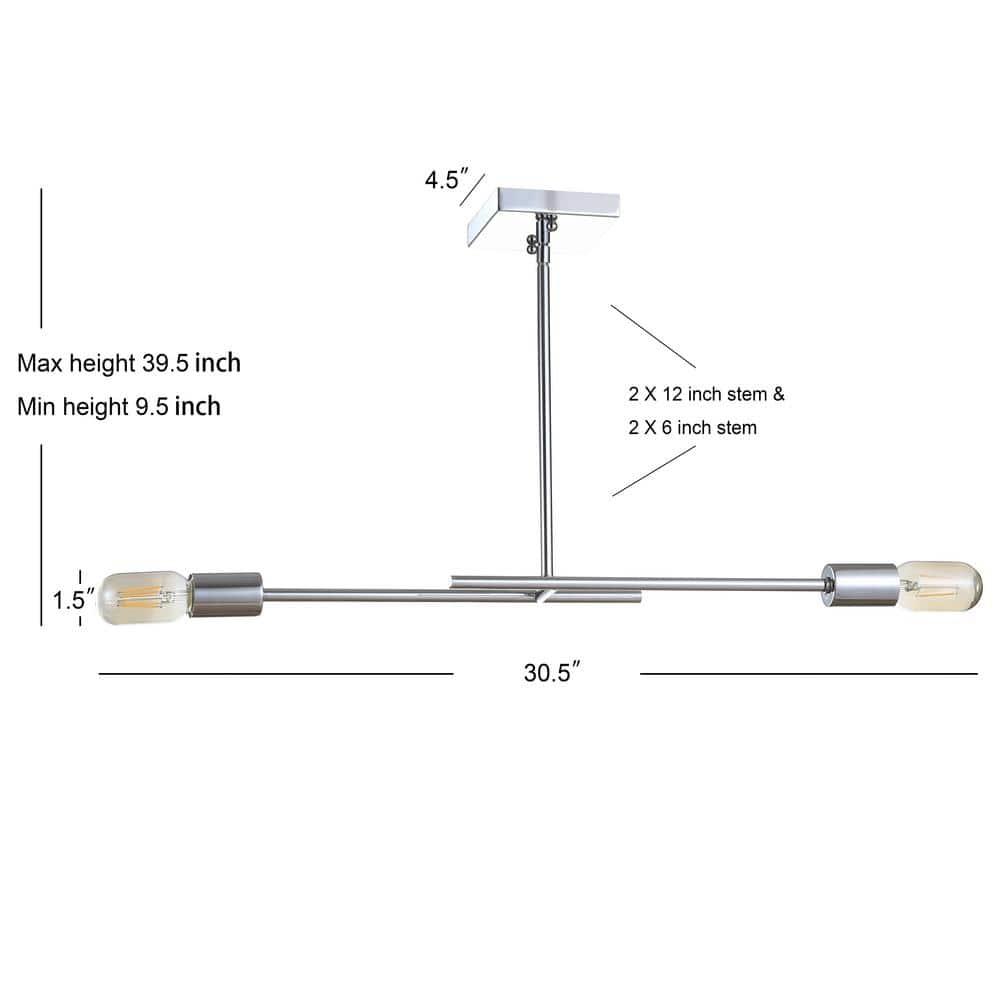Turing 30.5" Adjustable Metal LED Linear Pendant, Chrome