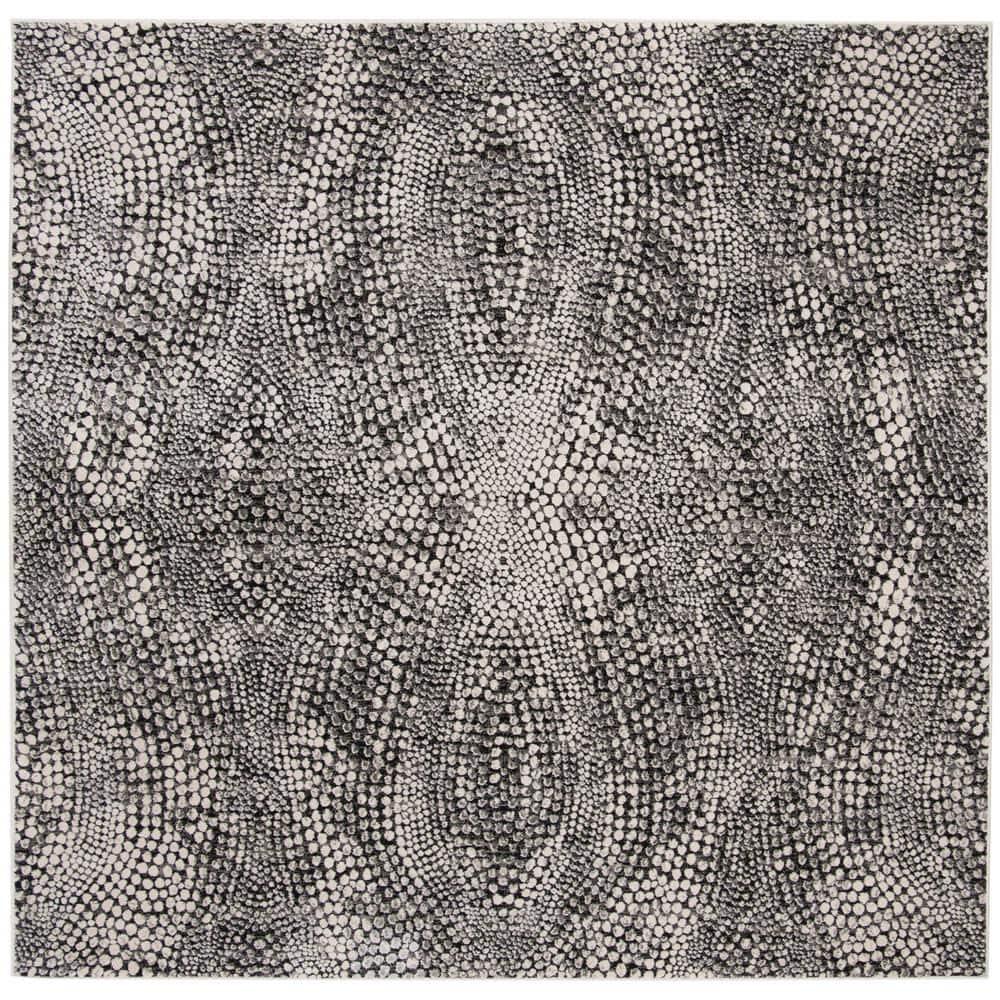 Lurex LUR185 Power Loomed Area Rug - Black/Light Grey - 6'7"x6'7" - Safavieh.
