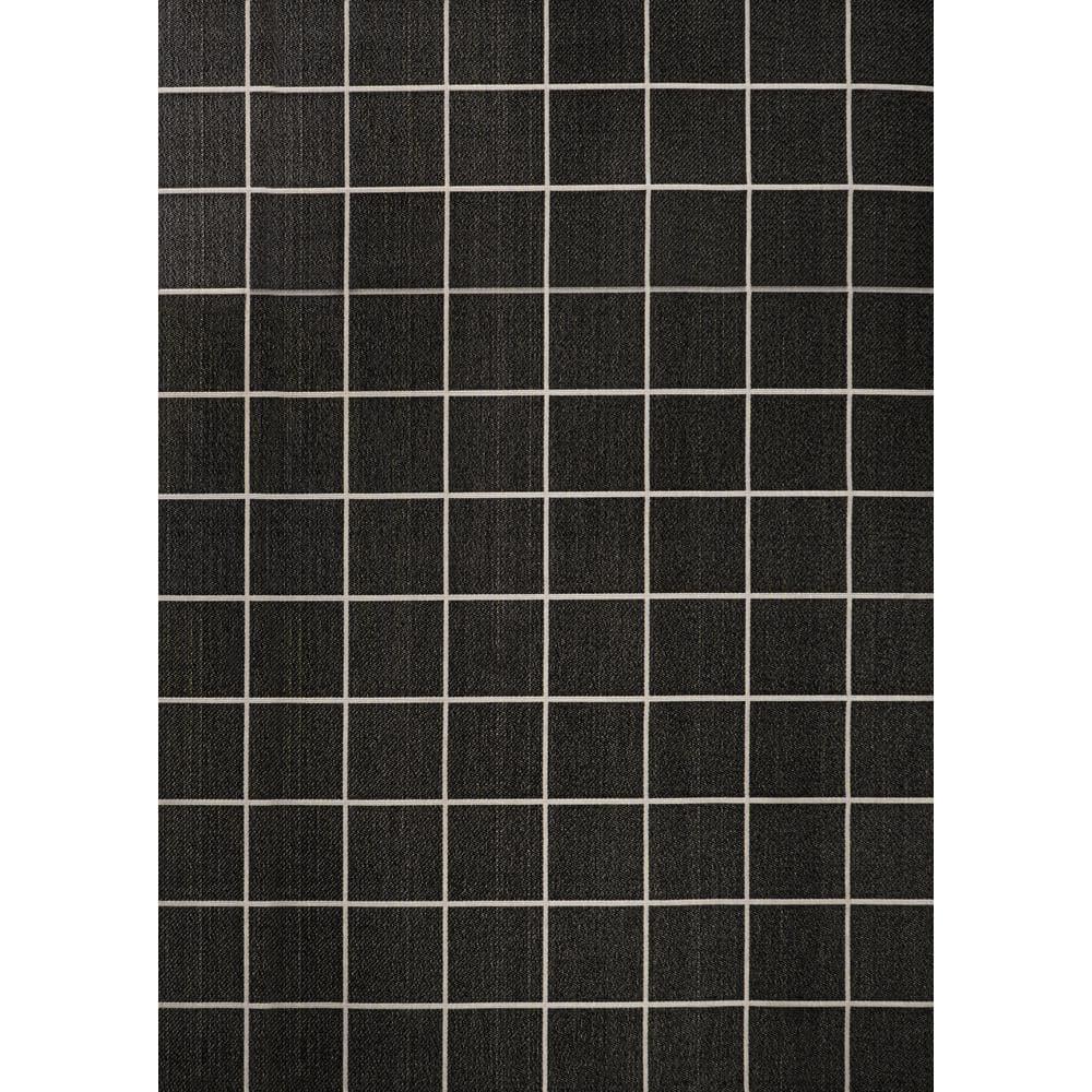 4' x 6' Grid Modern Squares Indoor/Outdoor Area Rug, Black/Cream - JONATHAN Y
