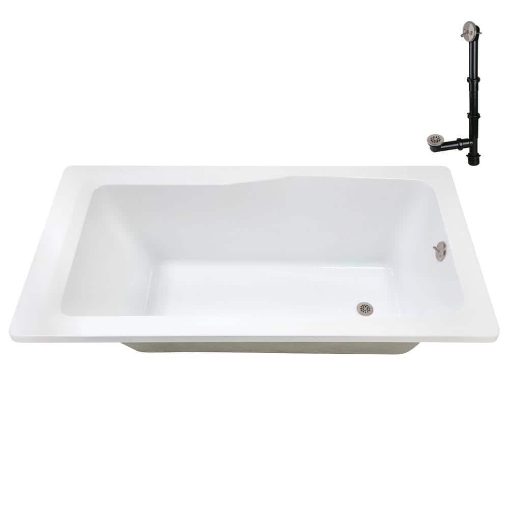 Streamline Bath 60'' x 32'' Acrylic Soaking Drop-In Bathtub, Drain Included N-4400-757-BNK