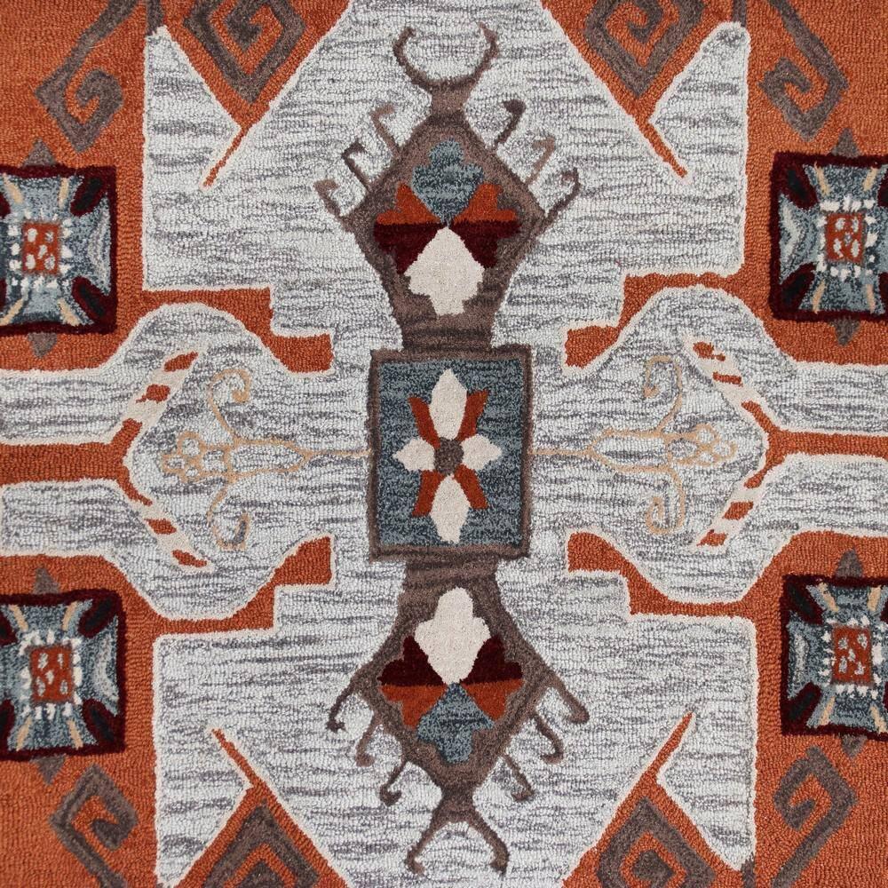 Ox Bay Terracotta Textile Southwestern Shape Rug, 6 ft. Octagon, Terracotta / Gray