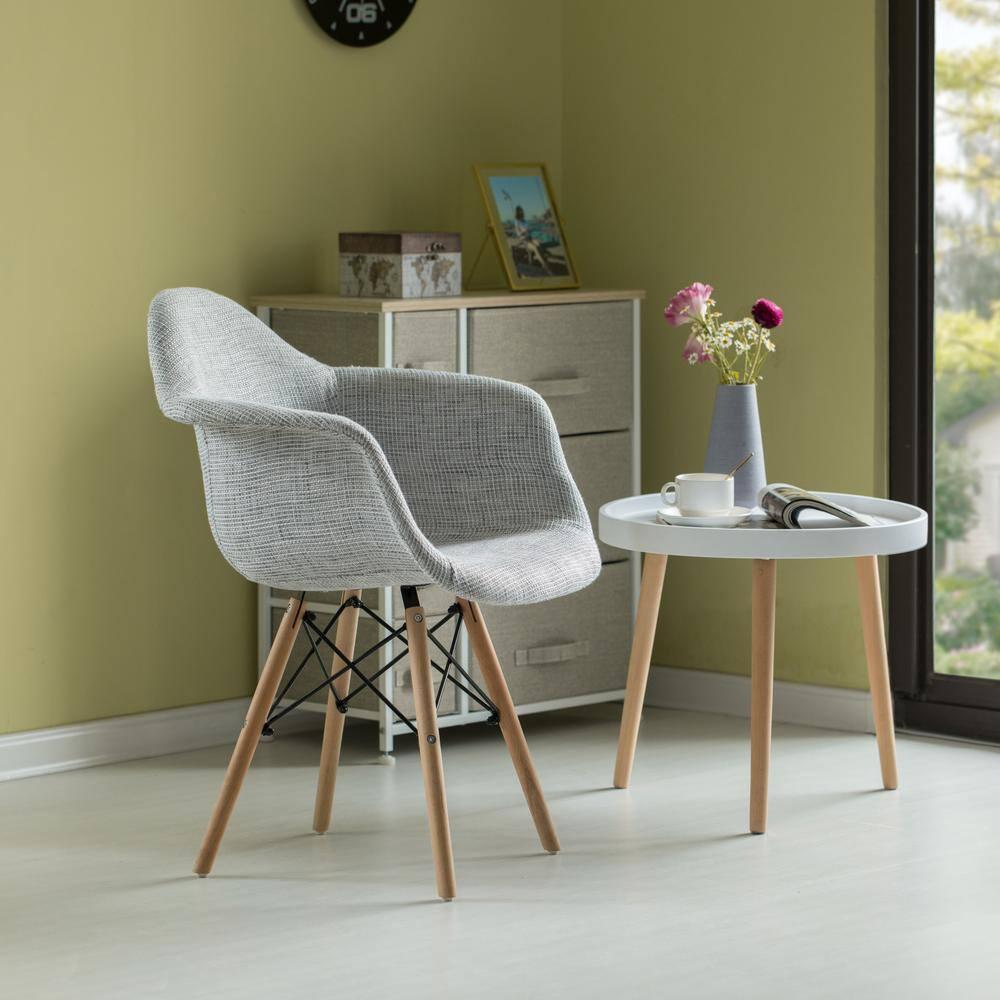 Gray Mid-Century Modern Ergonomic Side Chair with Beech Wooden Legs