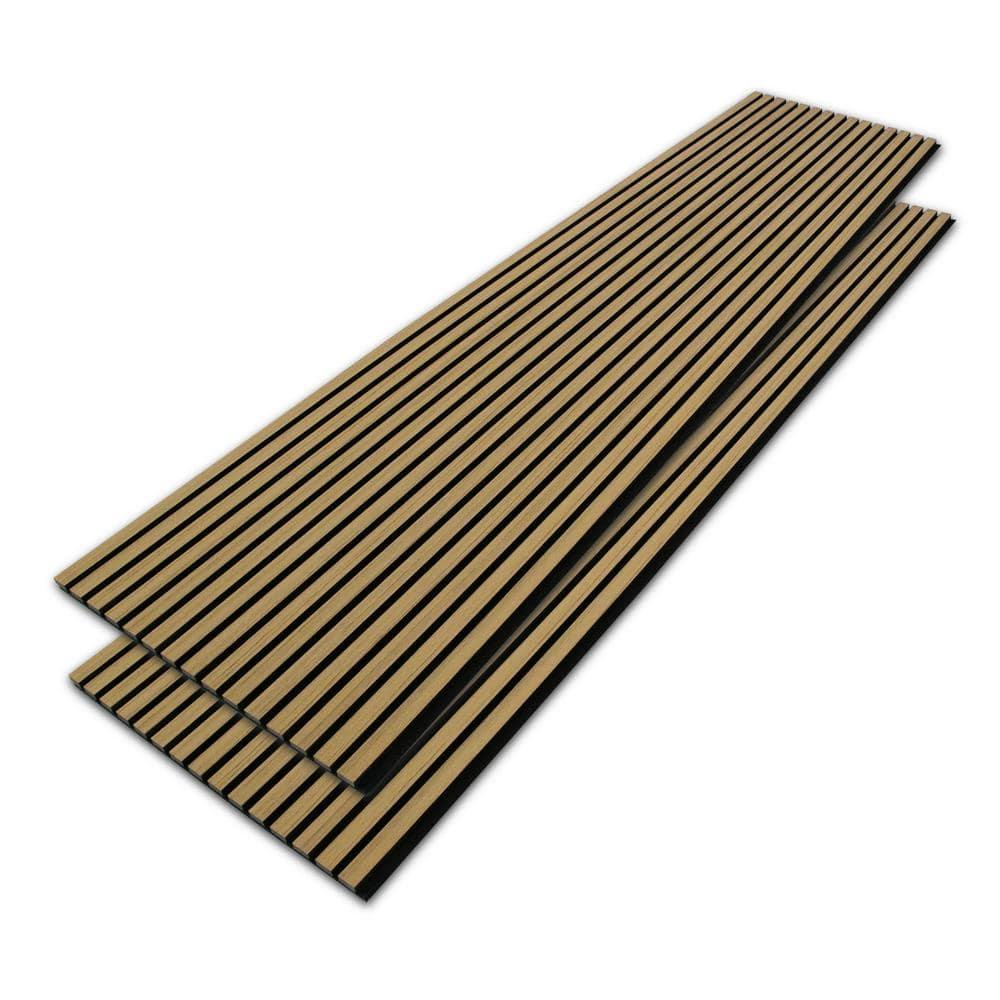 Sunwings 94.5'' L x 23.6'' W Acoustic Wood Slat Wall Paneling, 3D Decorative Shiplap Soundproof Panel (Set of 2)