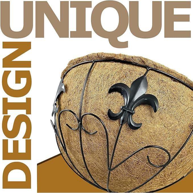 Ashman Wall/Rail Metal Plant Basket, Black, 2 Pack – Hanging Flower Planters for Fences & Walls