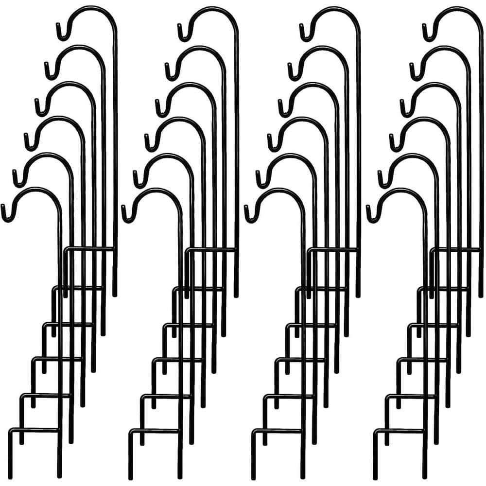 Black Metal 35-Inch Shepherd's Hooks for Garden Decor