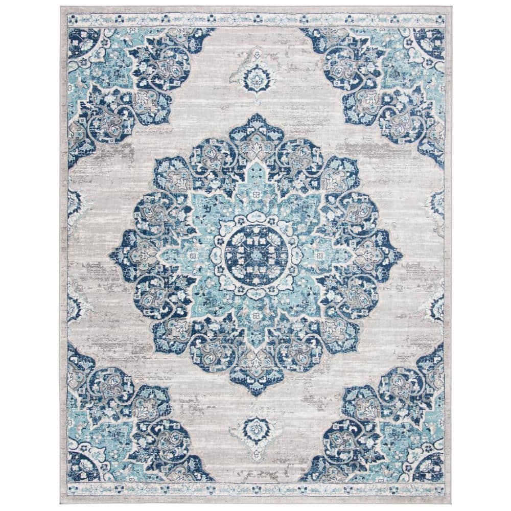 Brentwood BNT849 Power Loomed Area Rug - Navy/Light Grey - 8'9"x11'9" - Safavieh.