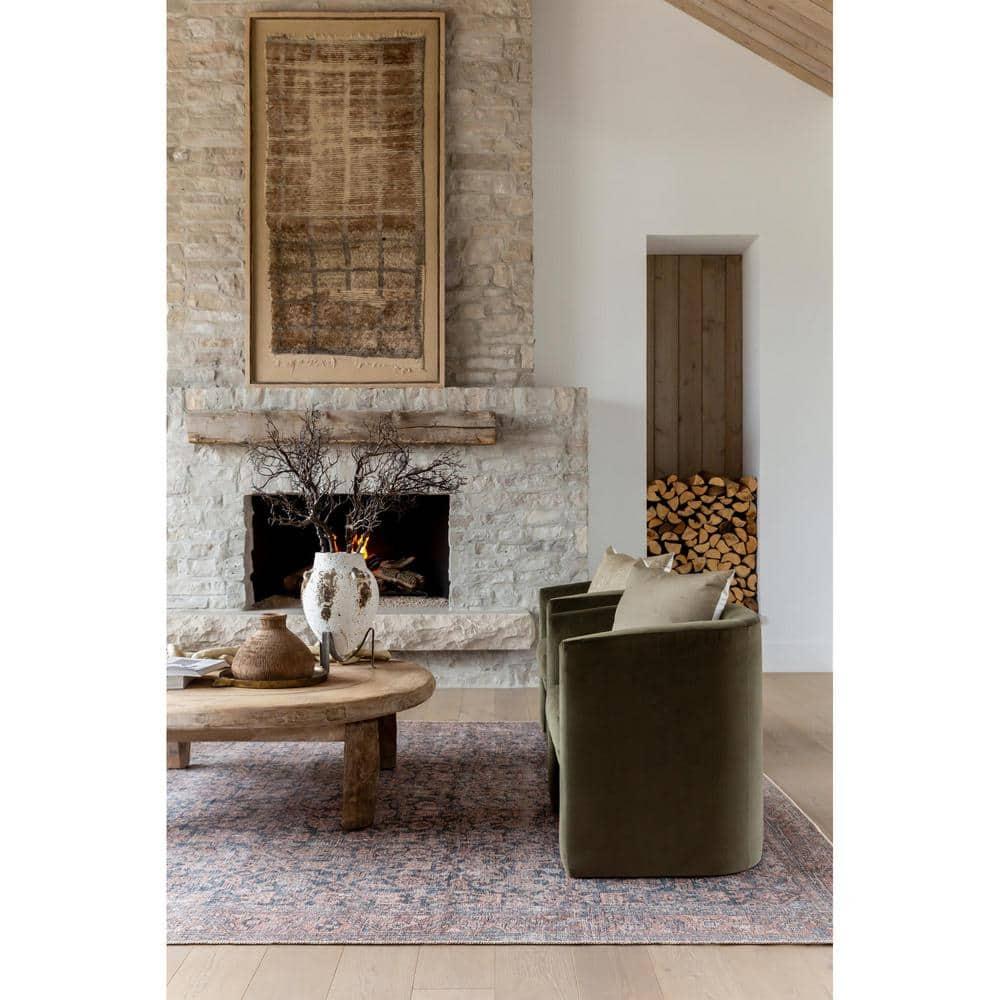 Lorelai Blue and Beige Synthetic Washable Area Rug