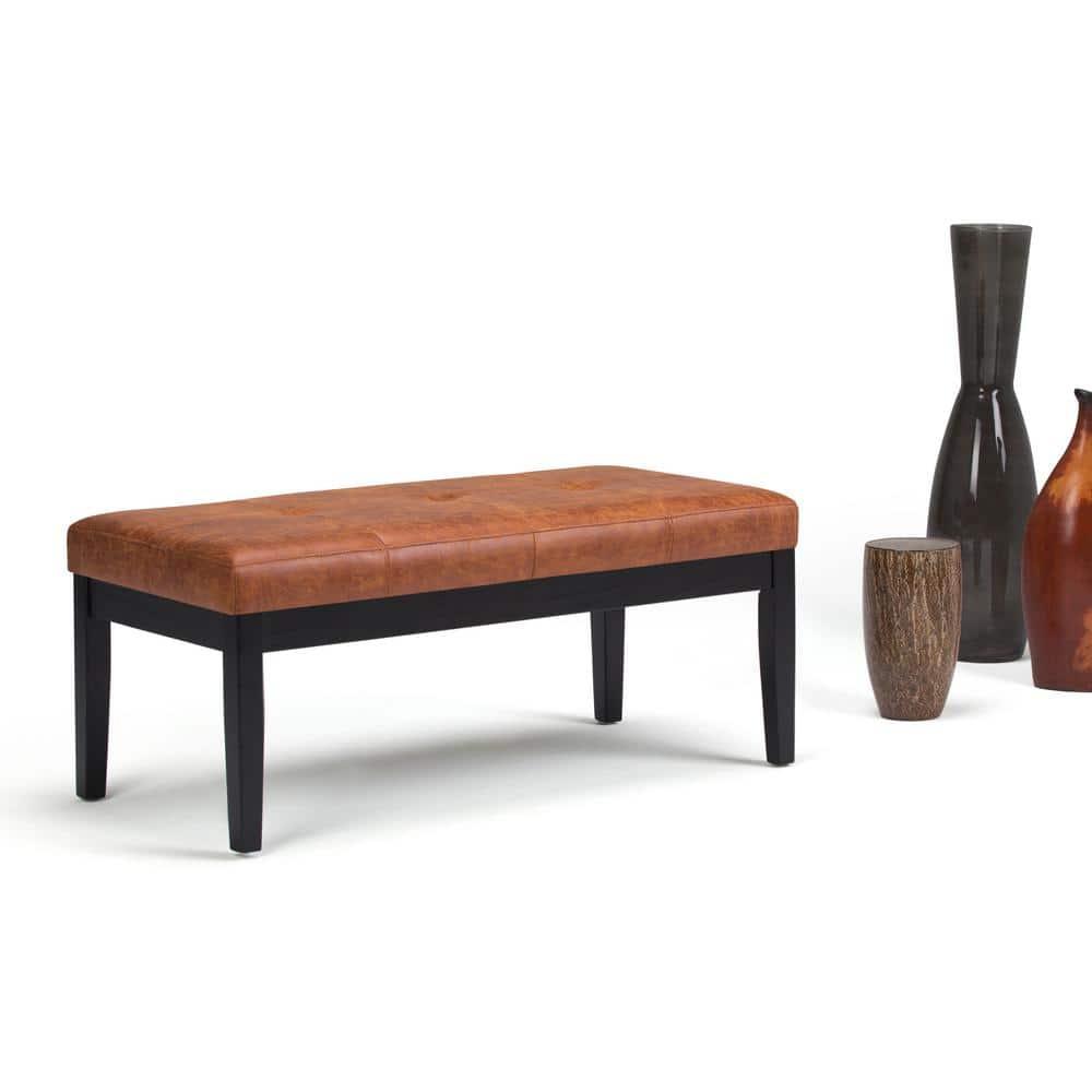 Simpli Home Lacey 41"W Tufted Ottoman Bench with Solid Wood Frame