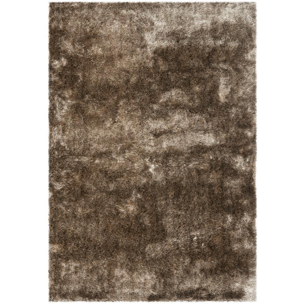 SAFAVIEH Paris Darwin Plush Polyester Shag Area Rug, Sable, 10' x 14'