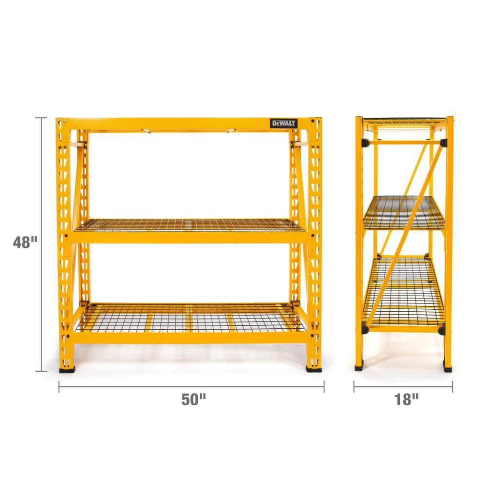 DEWALT 41590 3 Shelf Wire Deck Industrial Storage Rack, 50"W x 18"D x 48"H