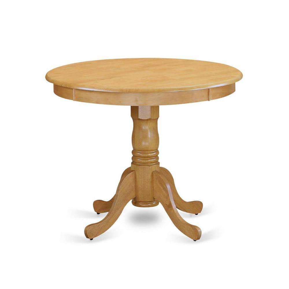 Natural Oak Finish Round Dining Table with 4 High Back Chairs