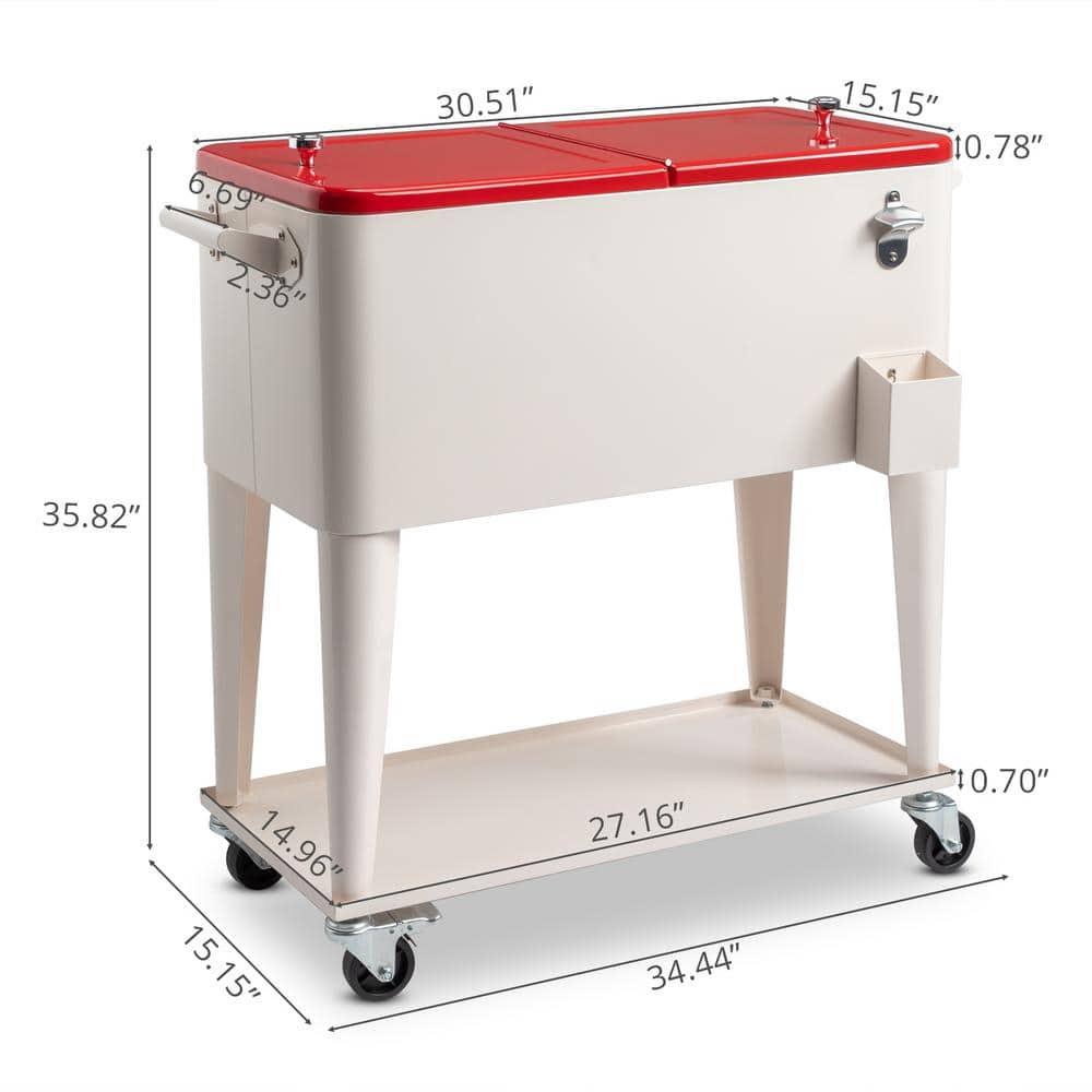 BAYUELSWU Cooler Carts 80 Quart Patio Cooler Rolling Cooler Ice Chest with Shelf, Portable Rolling Outdoor Cooler for Outdoor Indoor Patio Party Camping Patio