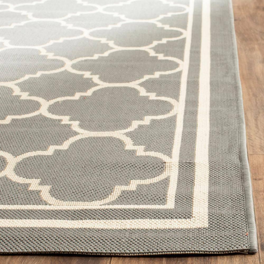 Courtyard CY6918 Power Loomed Indoor/Outdoor Area Rug - Anthracite/Beige - 4'x4' - Safavieh.