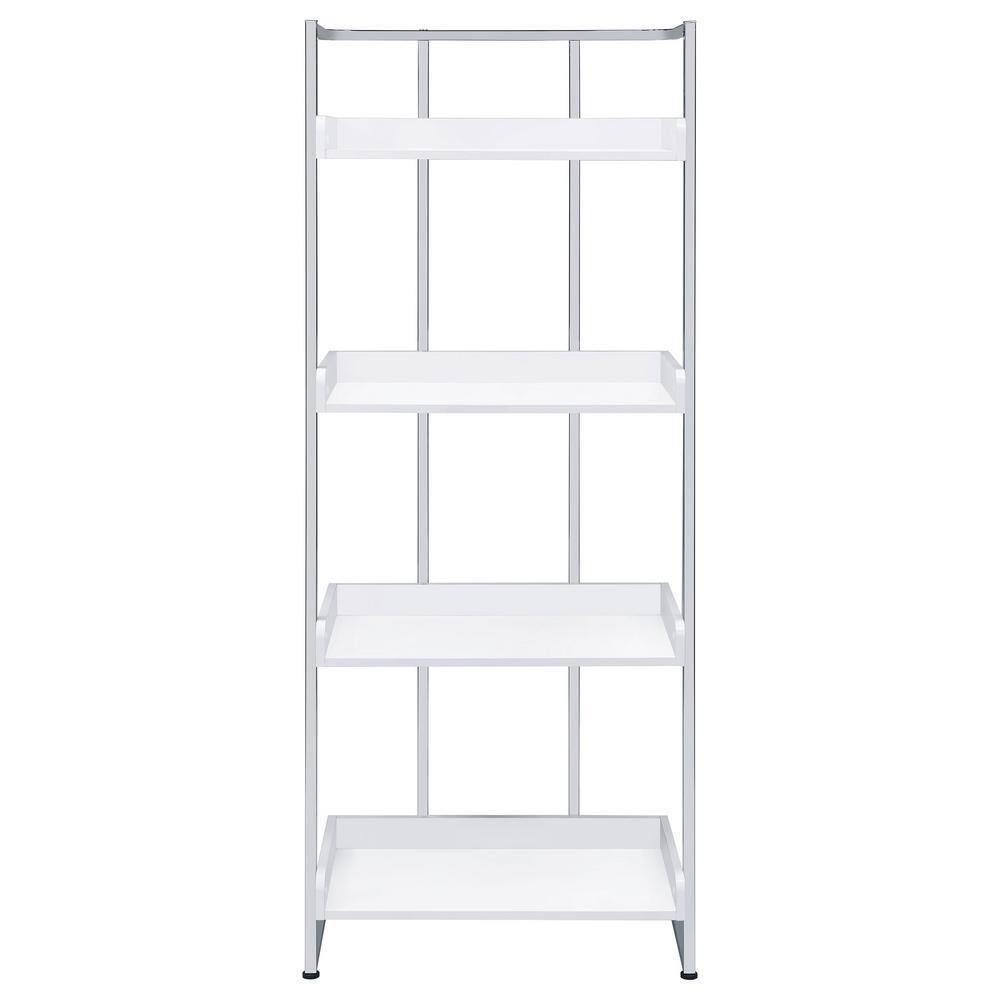 67.5" Ember 4 Shelf Bookcase White High Gloss - Coaster: Laminated, Modern Style, Includes Anti-Tip Hardware