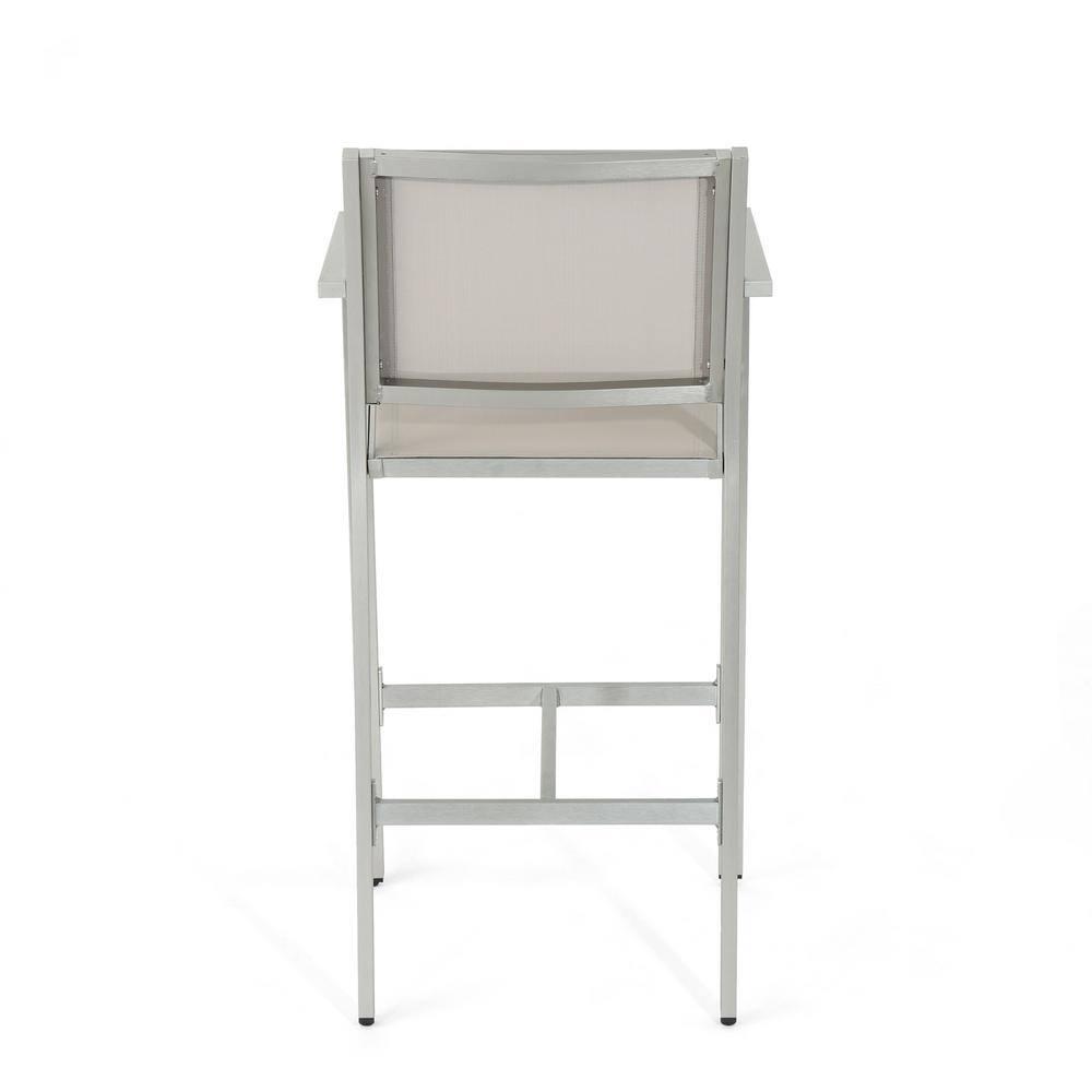 Noble House Cape Coral Grey Mesh 29.50" Barstools with Aluminum Frame (Set of 2)