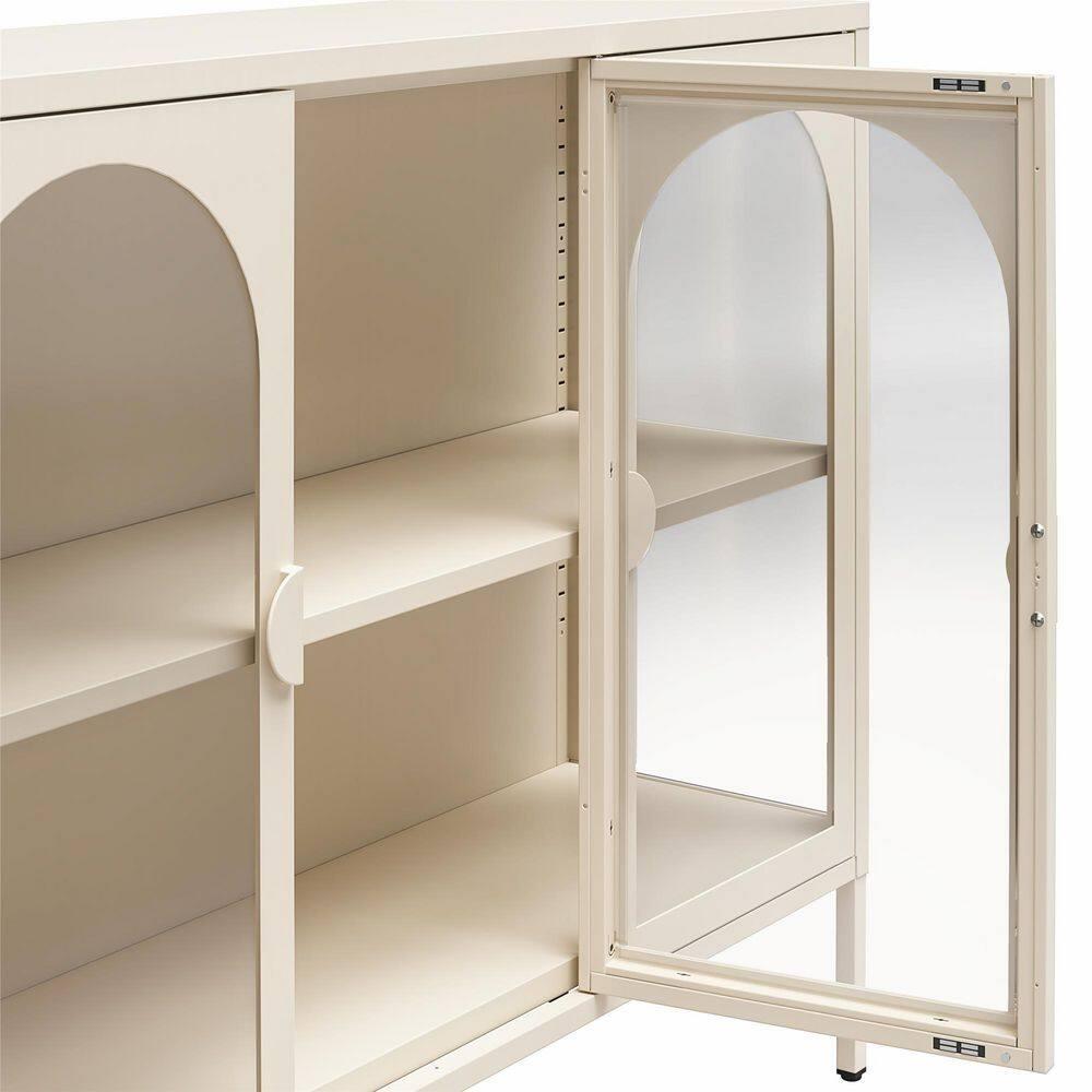 CosmoLiving by Cosmopolitan Chloe Metal Accent Cabinet With 3 Arched Glass Doors