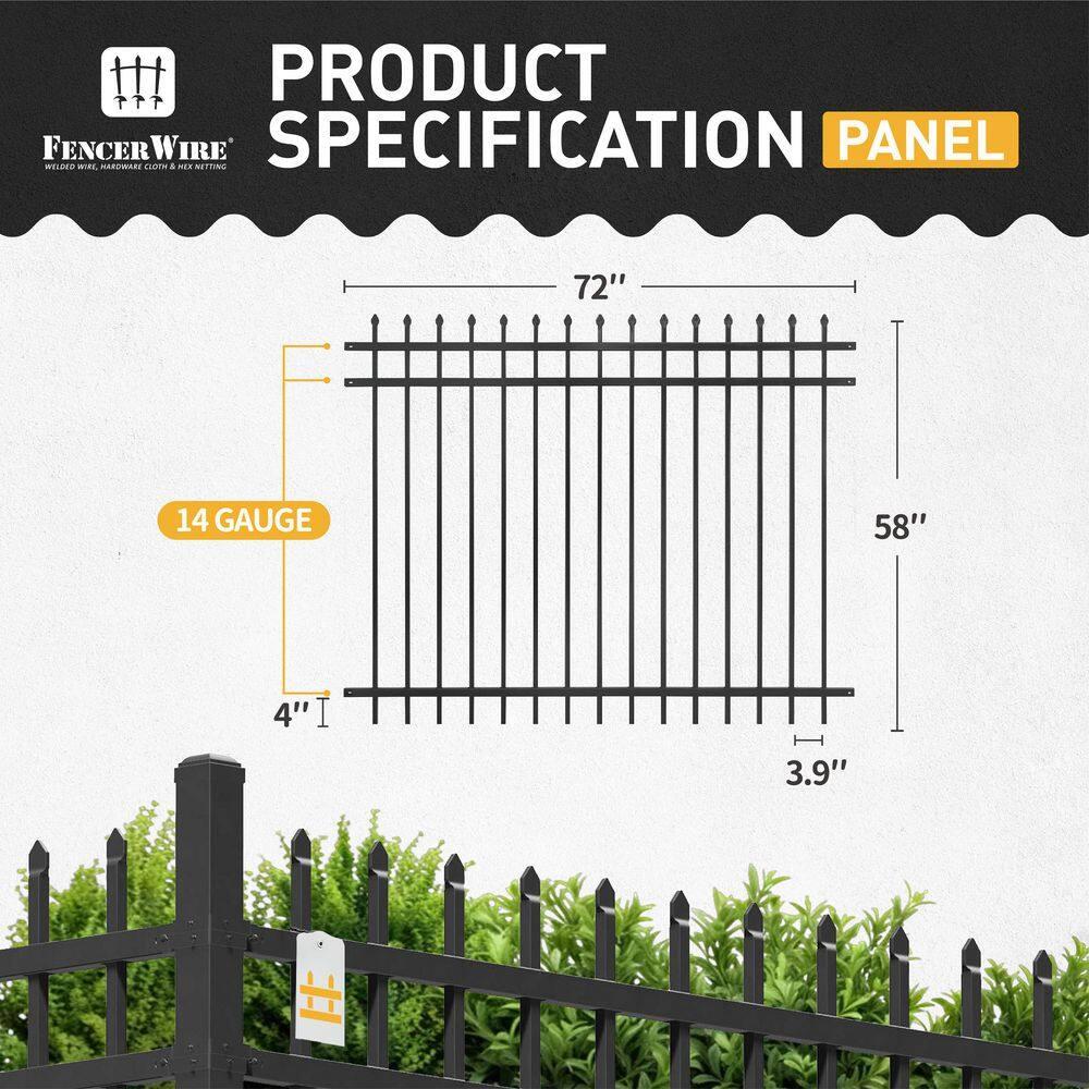 Fencer Wire Fencer Wire 4/ 5/ 6FT H X 6FT W Heavy Duty Pinnacle Fence Barrier Panel, Anti-Rust Metal Fencing Panel