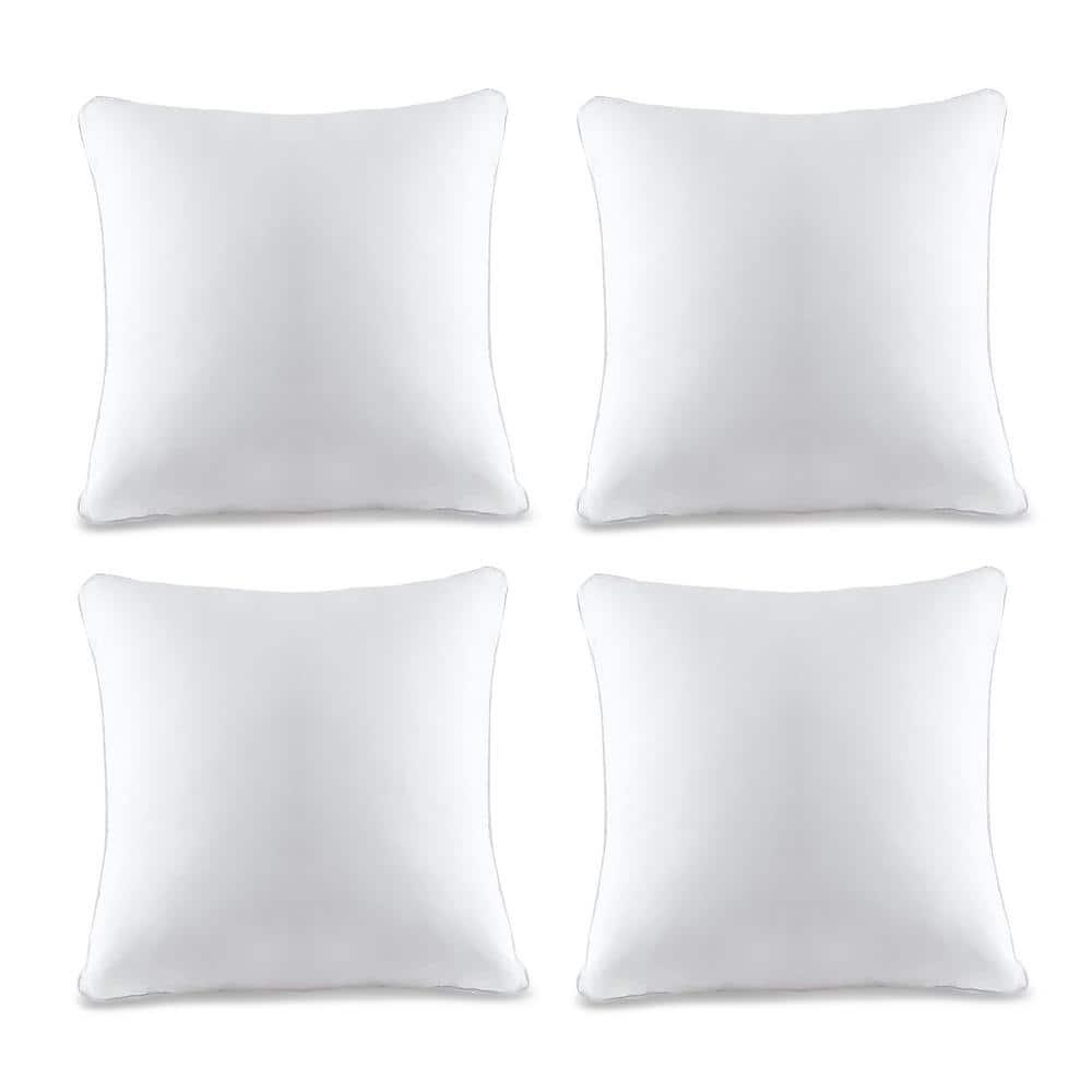 A1 Home Collections Pilow Pack of 4 Down Alternative Throw Pillow Inserts, 18x18 Inch, White 4 Count