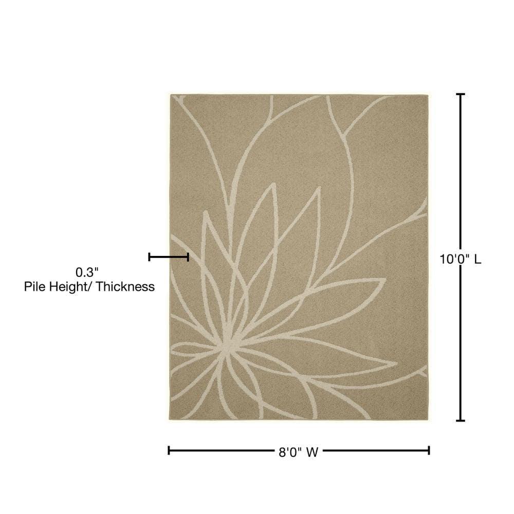 Garland Rug Grand Floral Tan/Ivory Indoor Area Rug, 8' x 10'