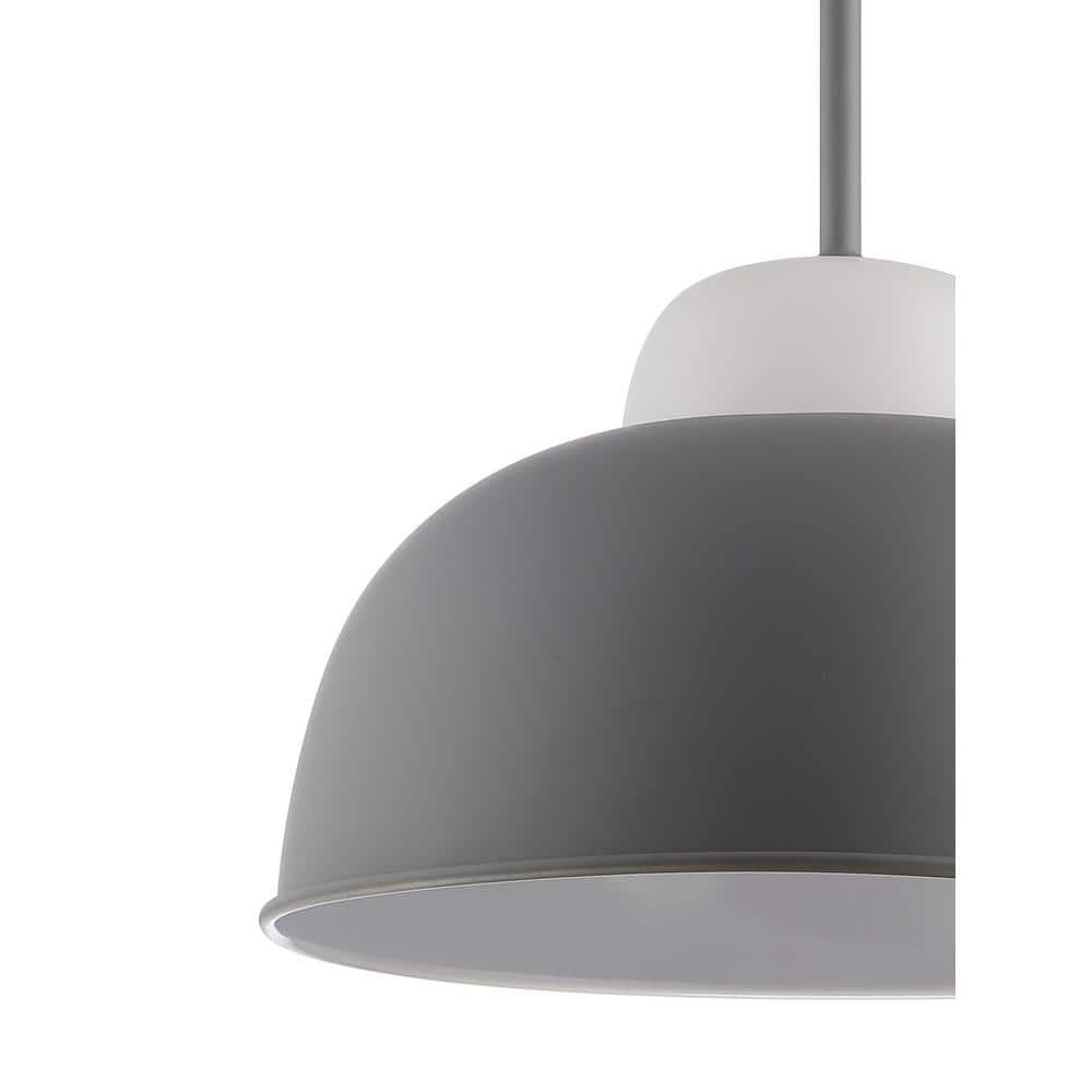 Simon 12" Adjustable Metal/Glass LED Pendant, Gray