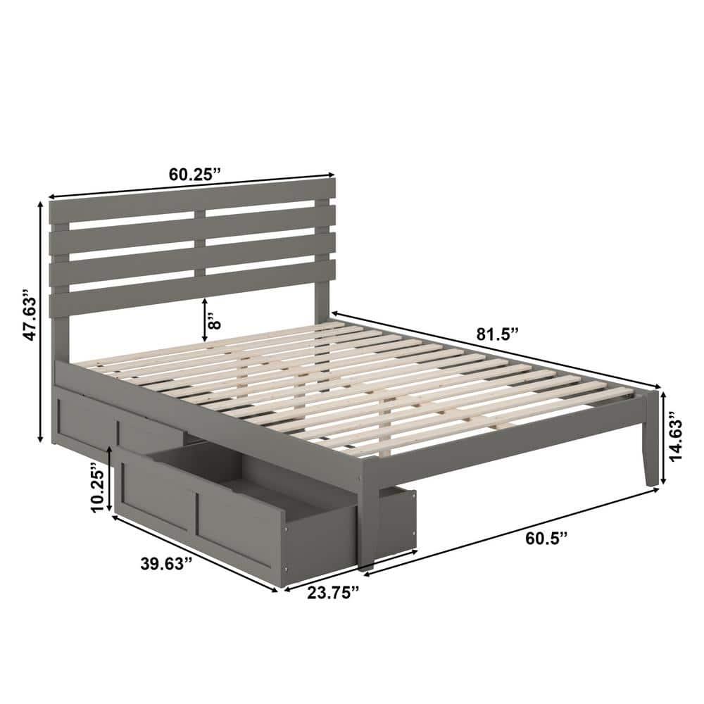 Madaket Premium Wood Farmhouse Storage Platform Bed with Under Bed Drawers