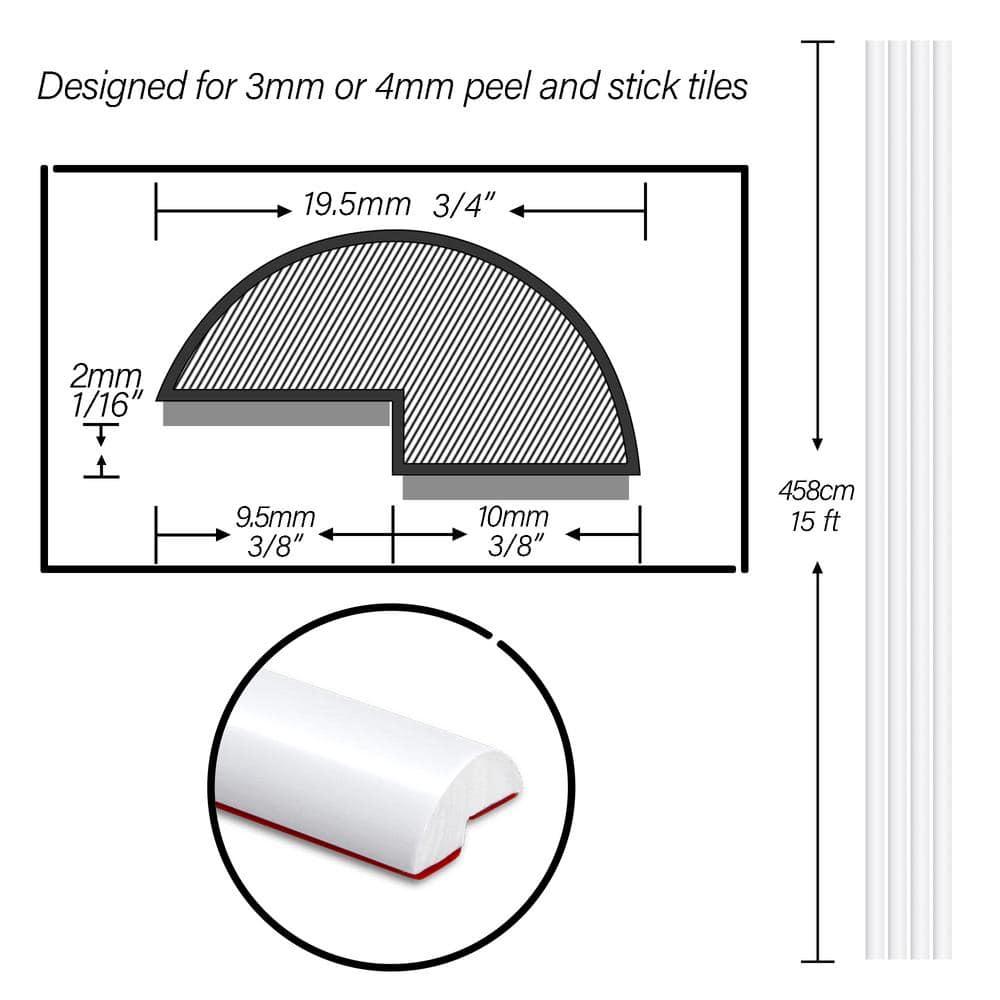 The Tiles Plaza Peel and Stick Tile Edge Trim for Backsplash Tile 15 Feet Self Adhesive PVC Trim Molding Decorative Trim, Matte Black