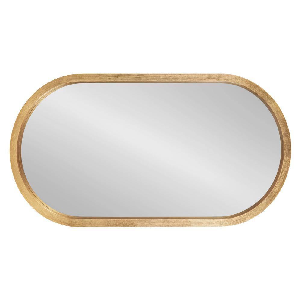 20" x 30" Travis Oval Wall Mirror Gold - Kate & Laurel: Modern Bathroom Vanity Decor