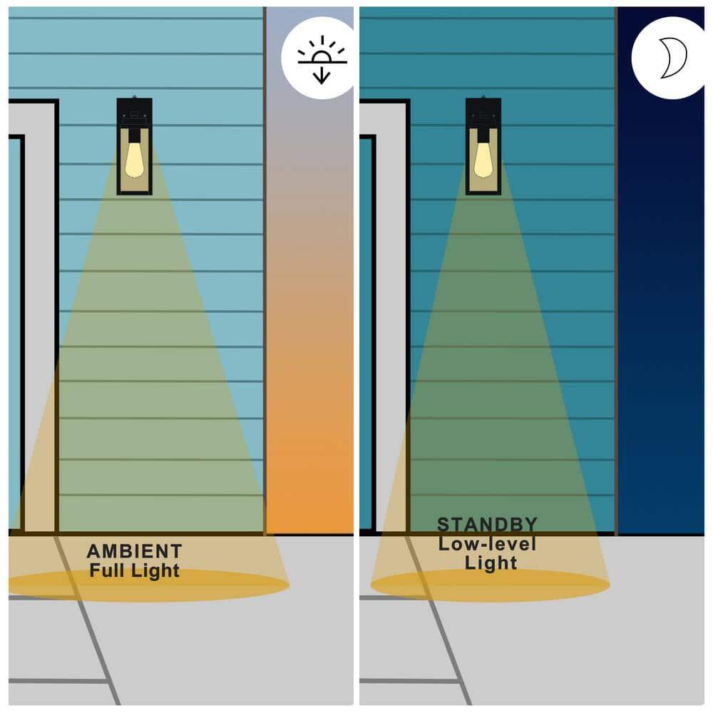 C Cattleya 2 Pack Matte Black Outdoor Wall Lights with Dusk to Dawn Sensor