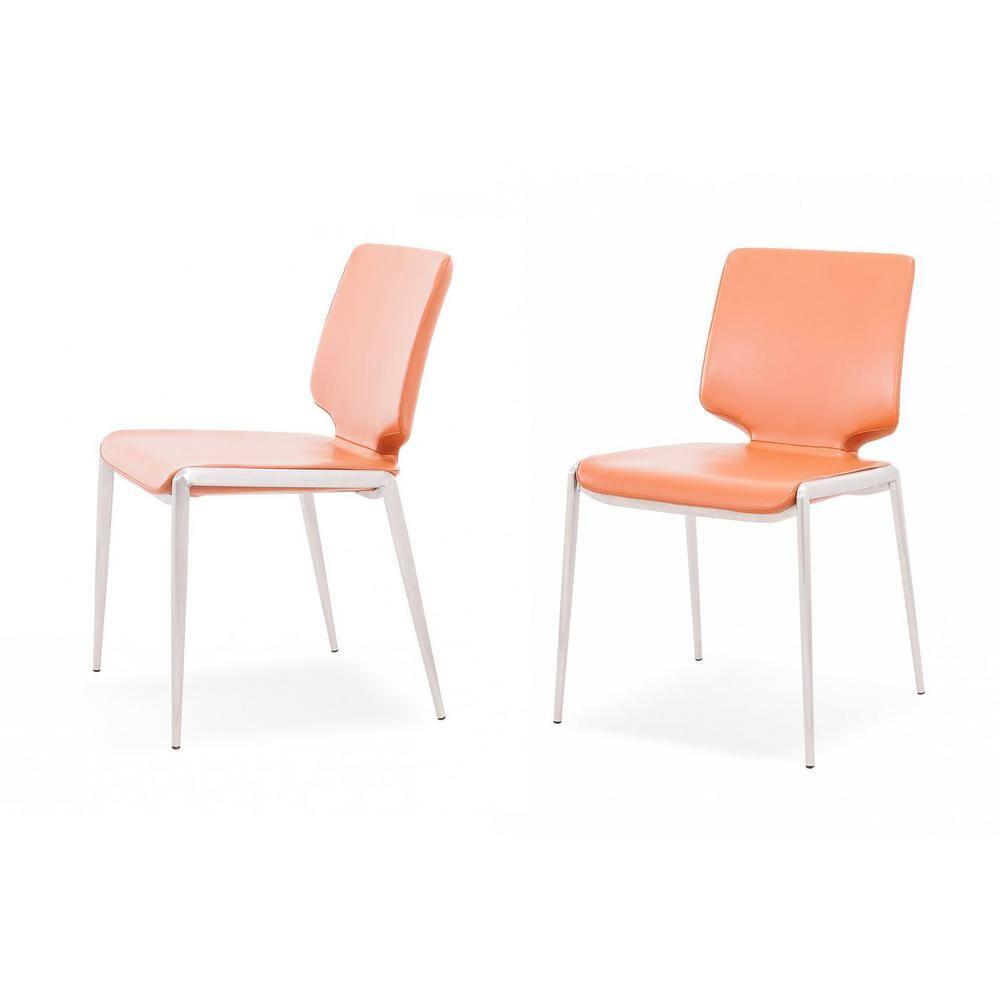 Modrest Eileen Modern Cognac Eco-Leather Dining Chair (Set of 2)