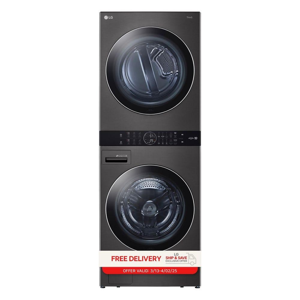 LG Single Unit Front Load WashTower with Center Control 4.5 cu. ft. Washer and 7.4 cu. ft. Gas Dryer