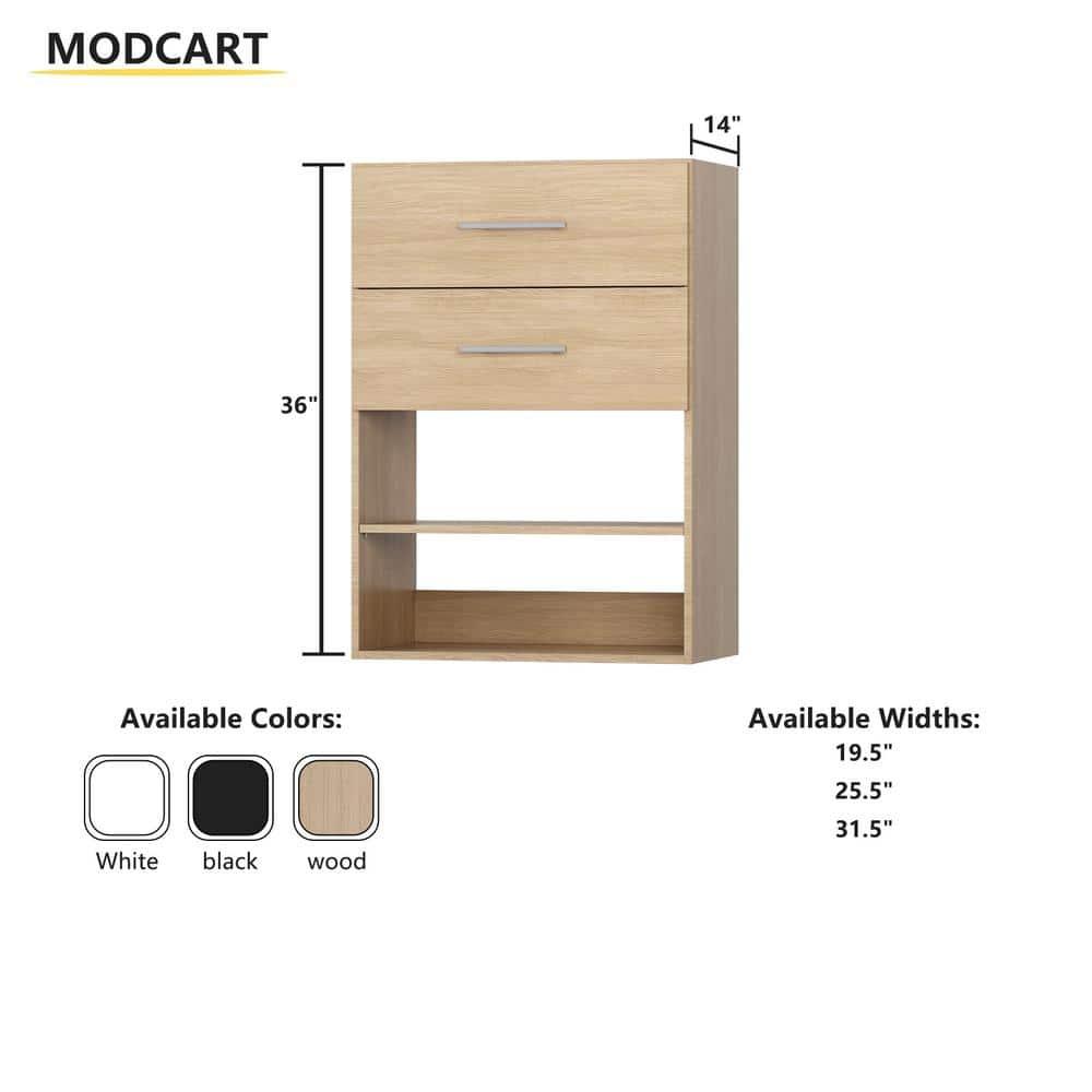 25.5" W Short Tower Wood Built In Closet Organizer Unit, Wood Closet Organizer Starter Kit, Mounted Closet Systems with 2 Drawers