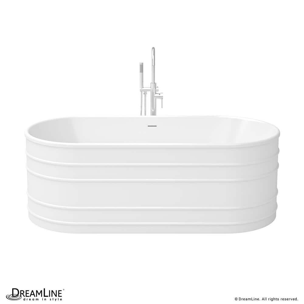 Infinity Z 67-inch White Acrylic Oval Freestanding Soaking Bathtub